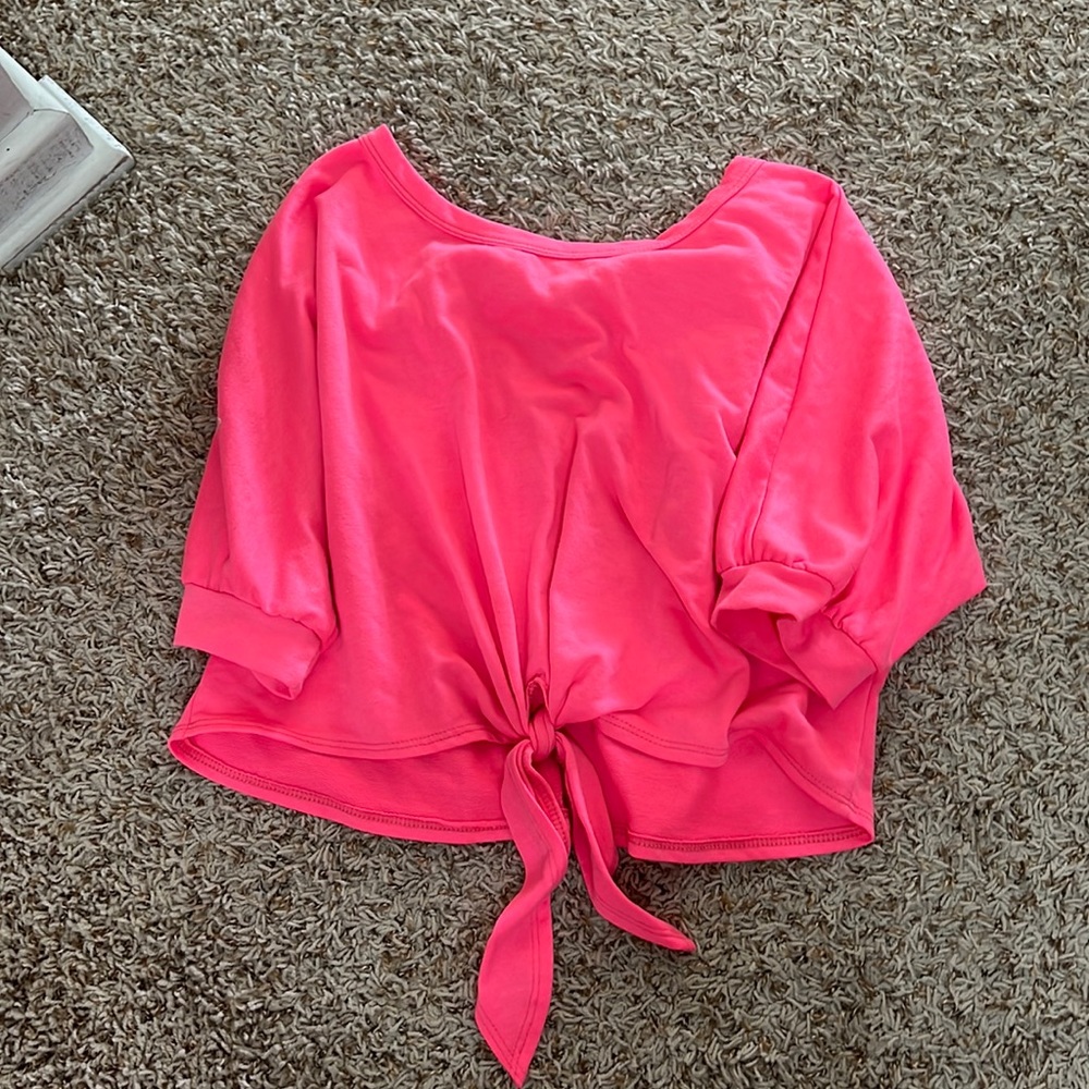oversized neon pink crop top
